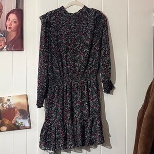 MSK Black Floral Long Sleeve Dress